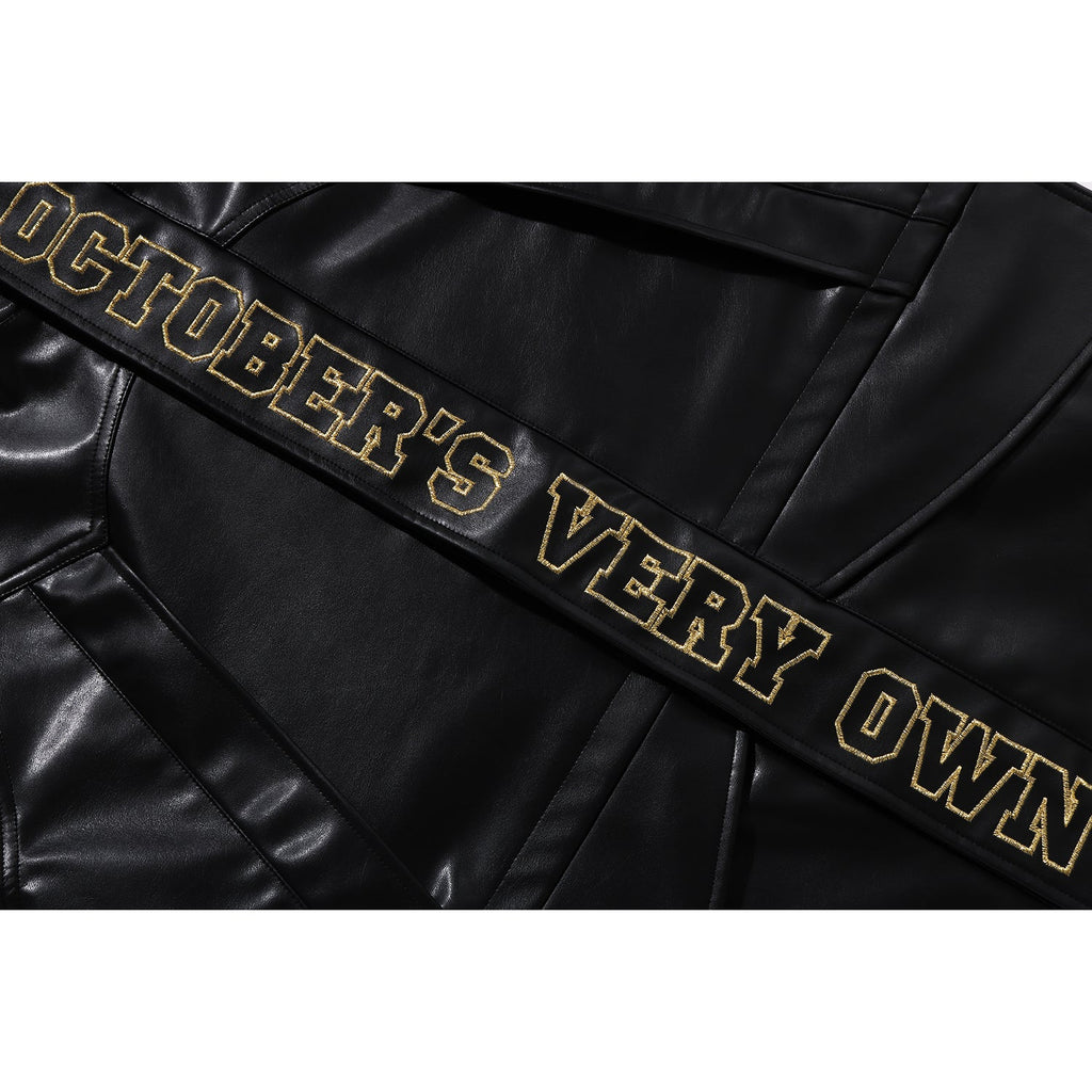 BAPE X OVO SYNTHETIC WASHABLE LEATHER SNOWBOARD JACKET MENS