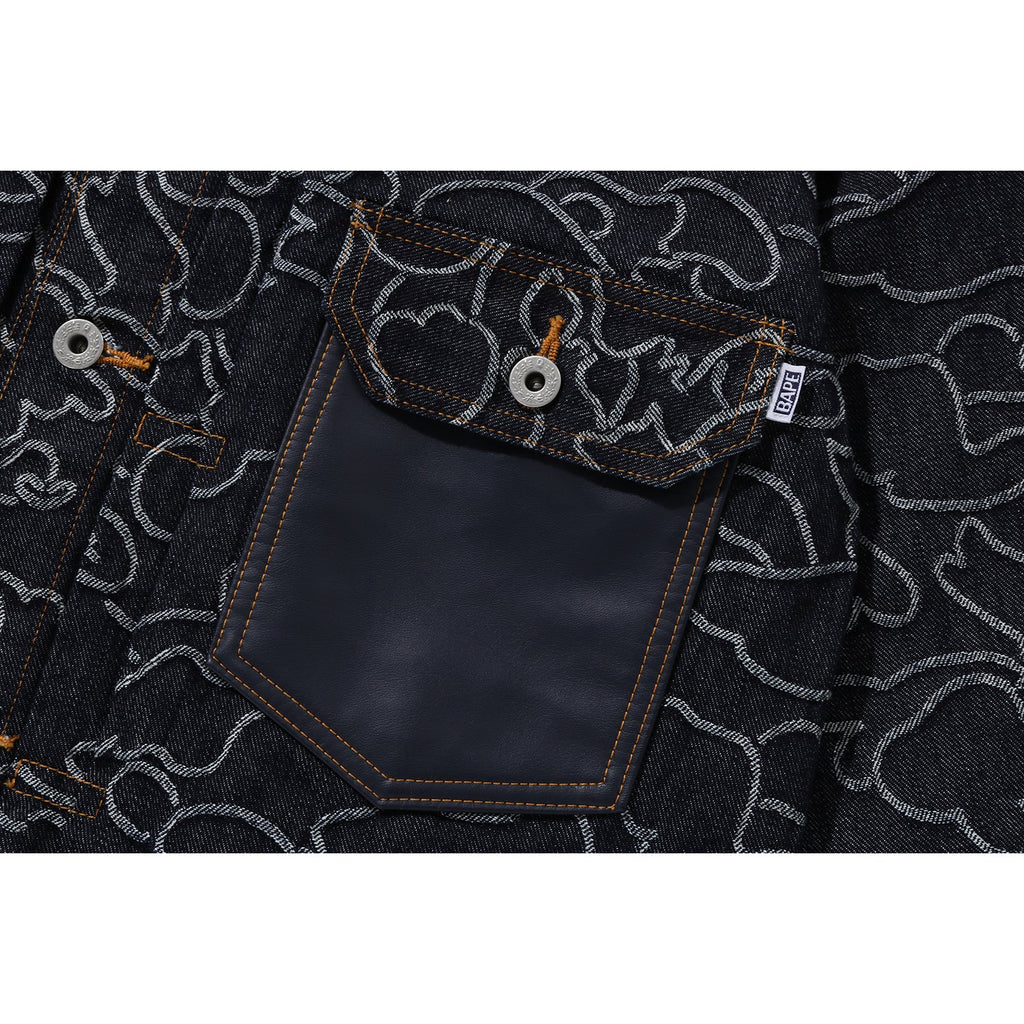 BAPE X OVO NEON 1ST CAMO JACQUARD DENIM JACKET MENS