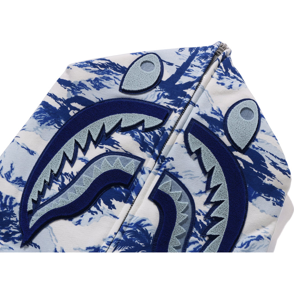 PALM TREE CAMO RELAXED FIT SHARK FULL ZIP HOODIE MENS